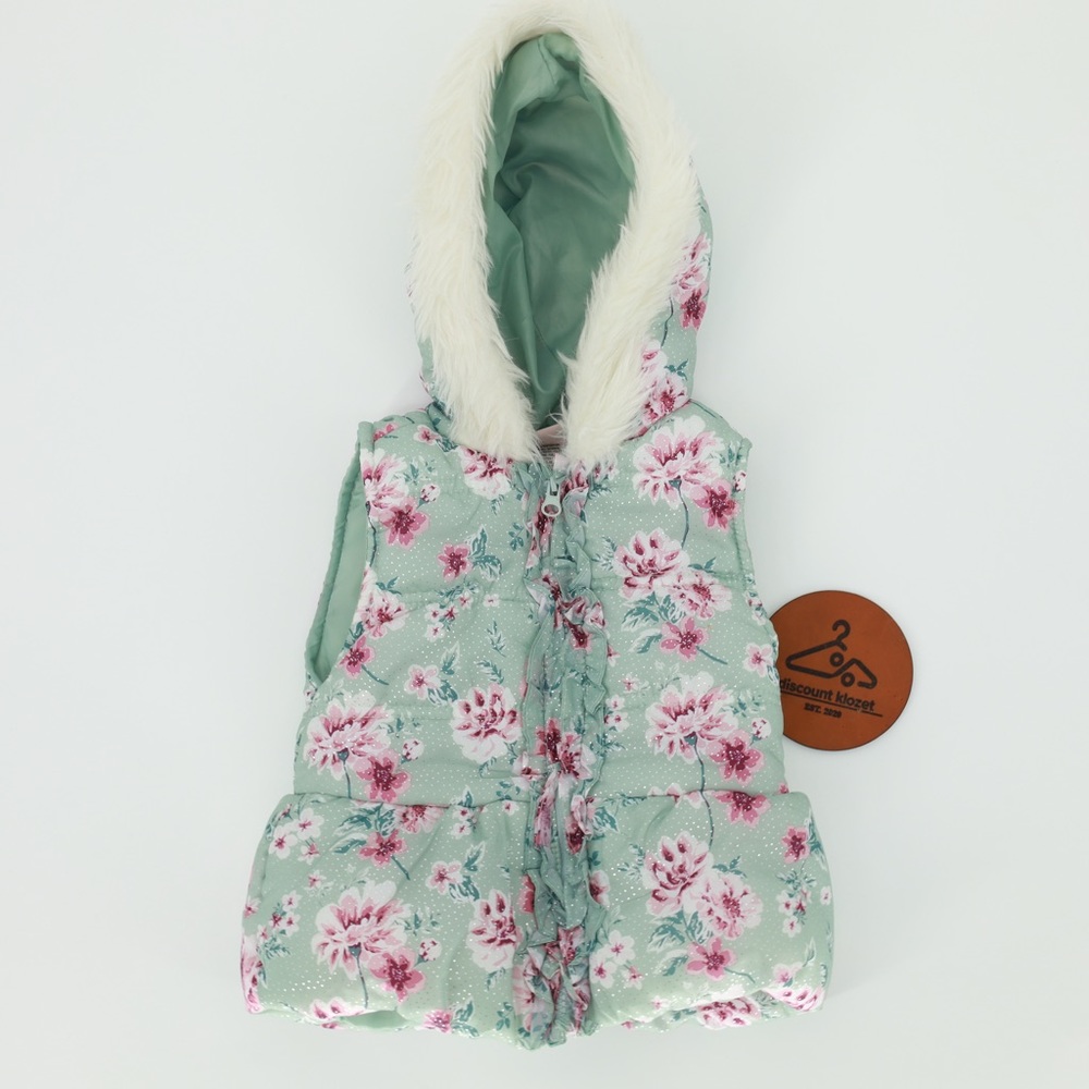 LITTLE LASS Floral Puffer Vest